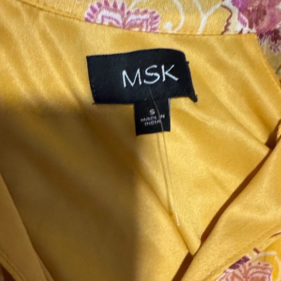 MSK Yellow Dress with Pink Floral Design - Picture 2 of 2